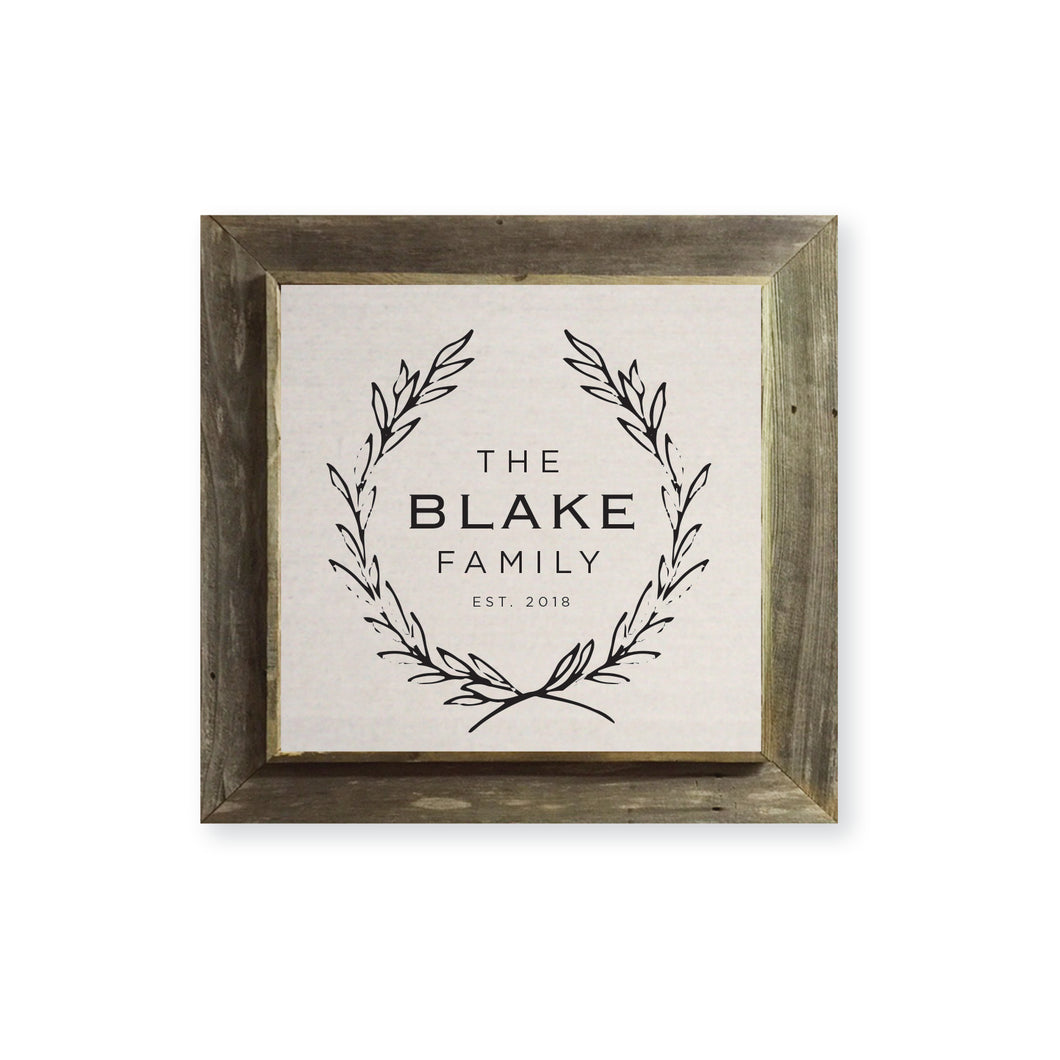 30x30 Rustic Custom Laurel Family Name Sign