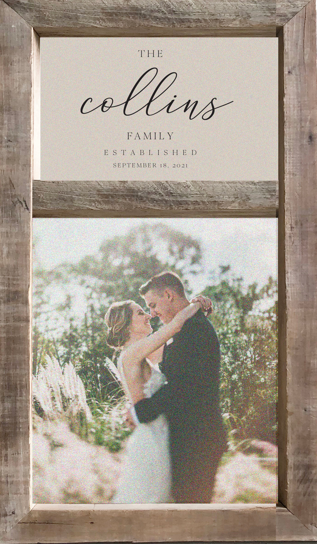 22x36 Timberwood Vertical Family Name Photo Panel